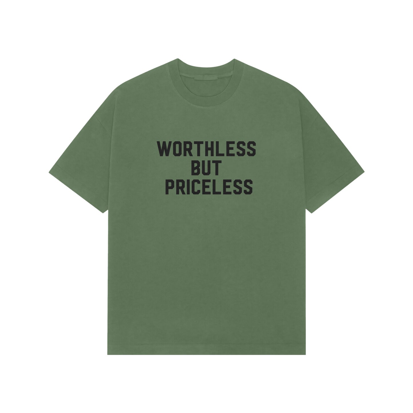 Worthless but priceless premium Oversized tshirt-Forest Green-Snapper Choice