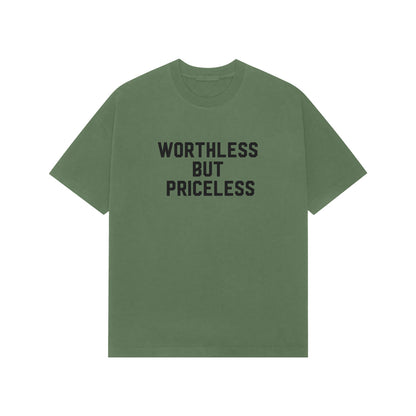 Worthless but priceless premium Oversized tshirt-Forest Green-Snapper Choice