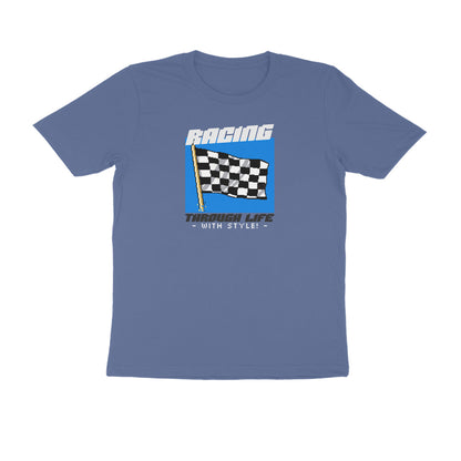Racing through Life men's t-shirt-Smoke Blue-Snapper Choice