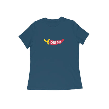 Chill Out Women's Crew Neck T-Shirt-Navy Blue-Snapper Choice