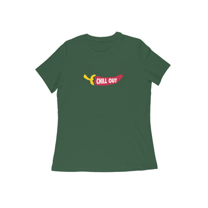Chill Out Women's Crew Neck T-Shirt-Olive Green-Snapper Choice