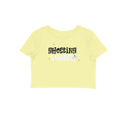 Ghosting queen crop t- shirt-Butter Yellow-Snapper Choice