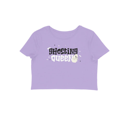 Ghosting queen crop t- shirt-Iris Lavender-Snapper Choice