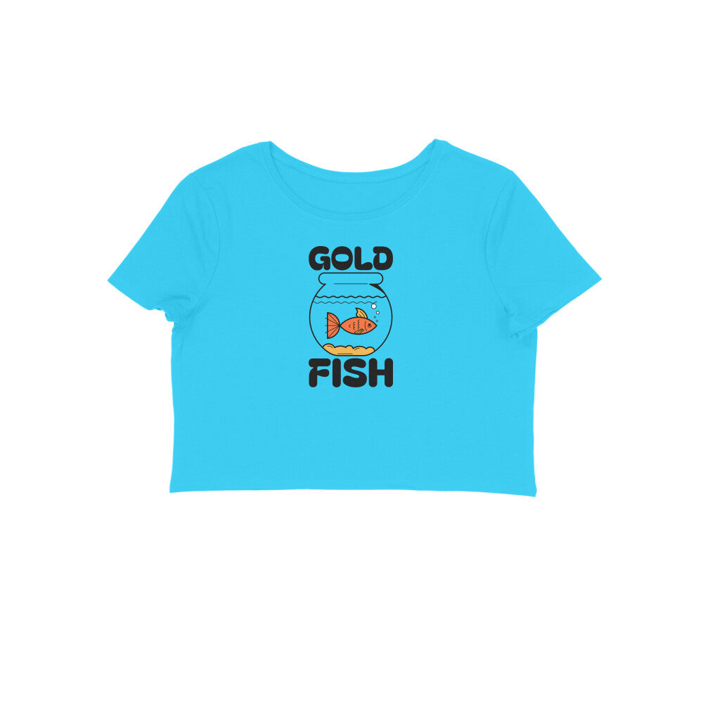 Gold fish Women Crop Top-Sky Blue-Snapper Choice