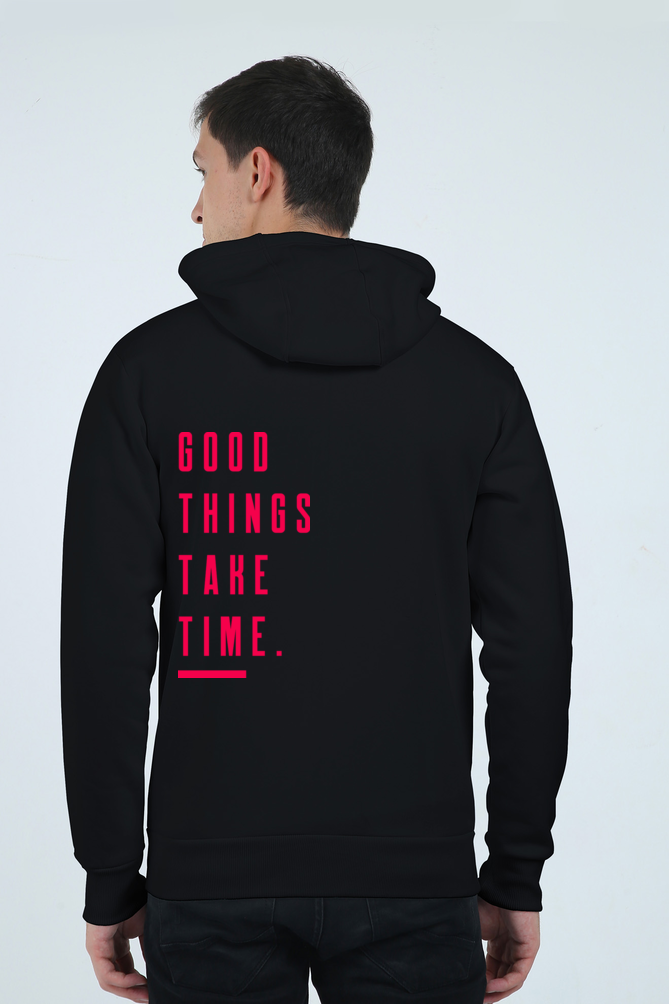 Good Things Take Time Zip Hoodie-Black-Snapper Choice