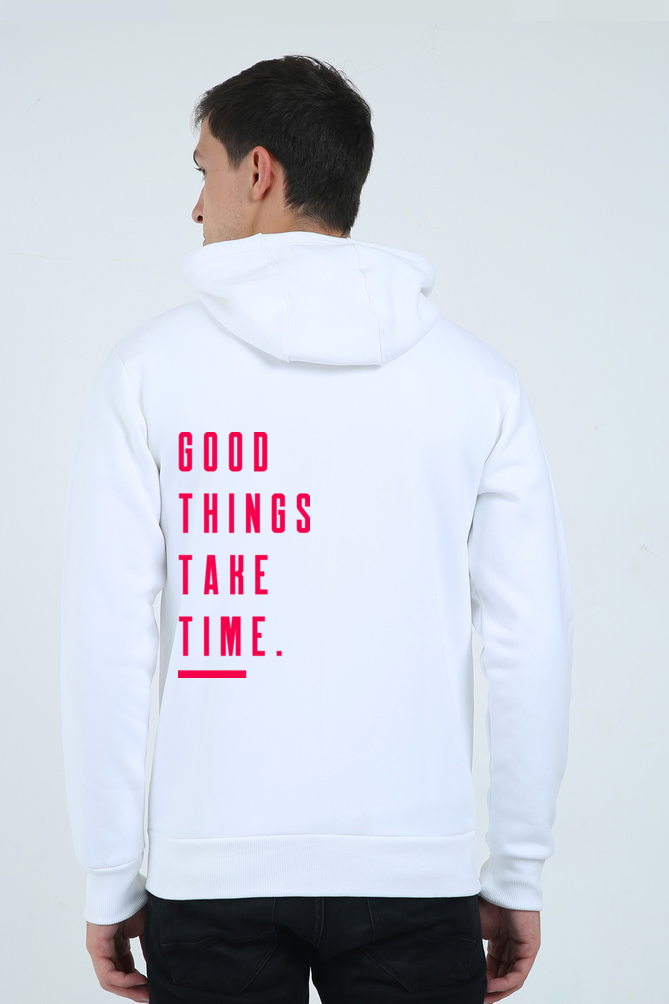 Good Things Take Time Zip Hoodie-White-Snapper Choice