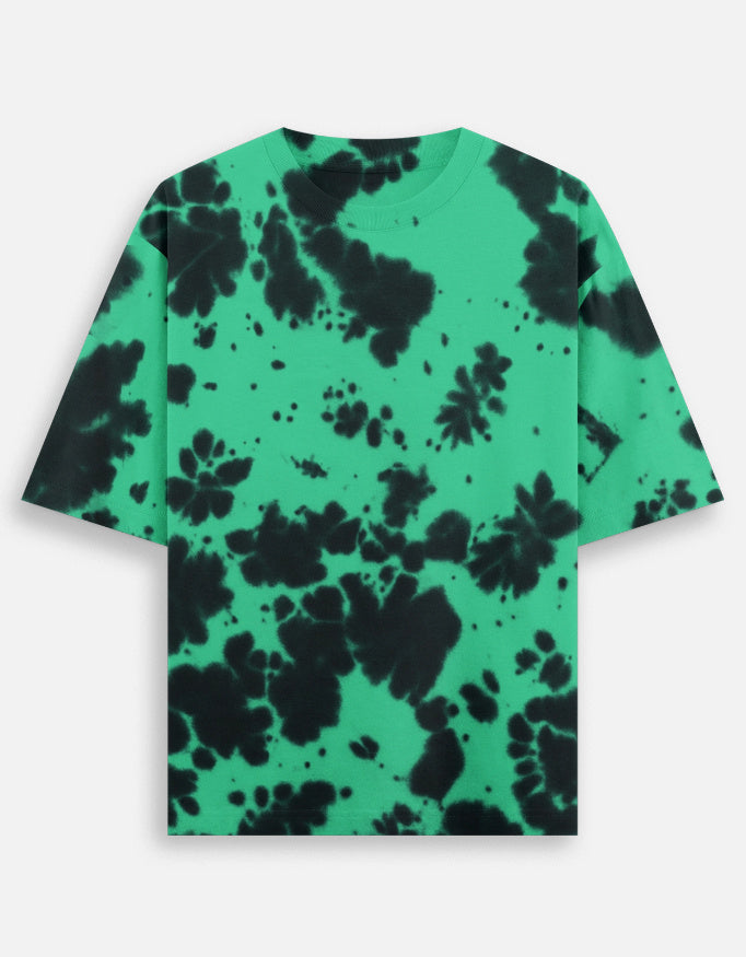 Green Black Unisex Tie-Dye Oversized T-Shirt & Shorts Set-Snapper Choice