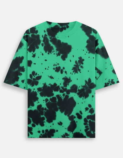 Green Black Unisex Tie-Dye Oversized T-Shirt & Shorts Set-Snapper Choice