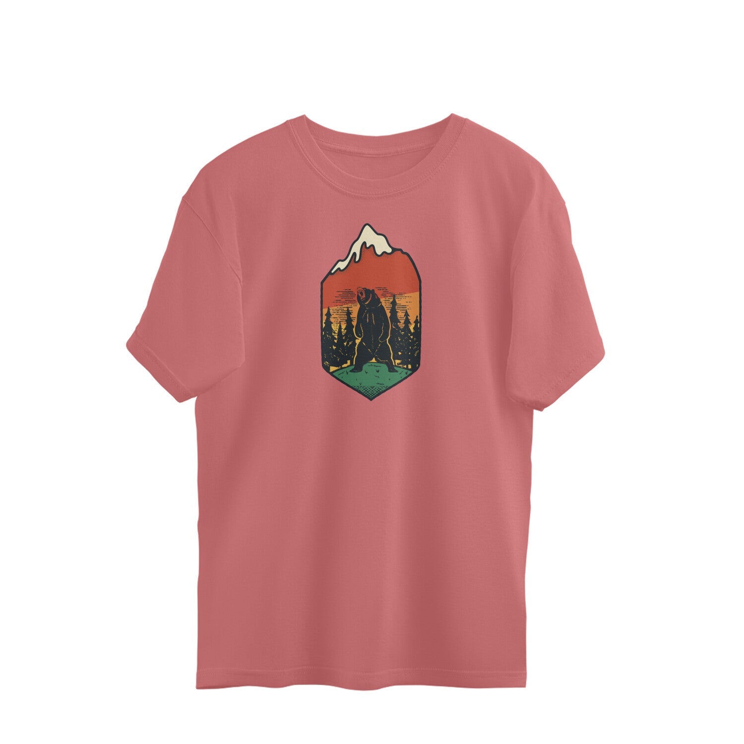 Grizzly Bear Oversized t-shirt-Dusty Rose-Snapper Choice