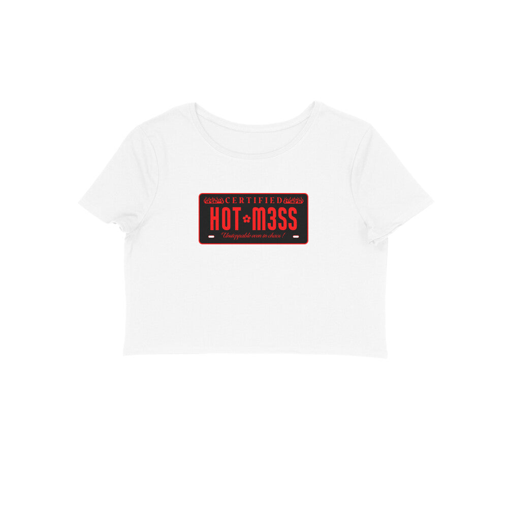 Hot mess Crop tshirt-White-Snapper Choice