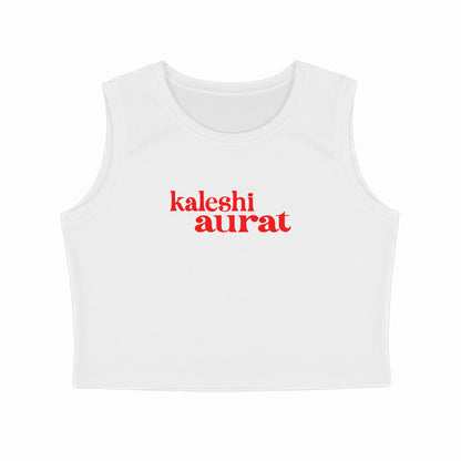 Kaleshi aurat Crop tank top-White-Snapper Choice