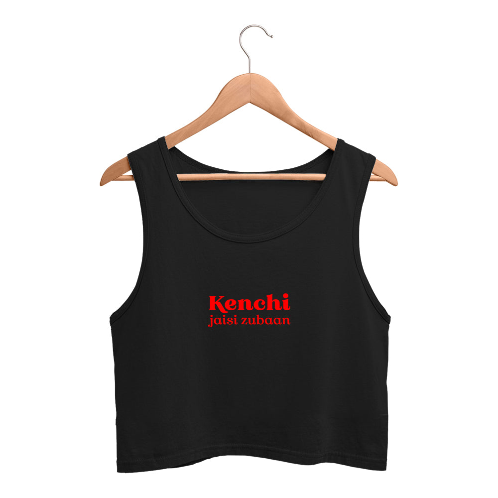 Kenchi jaisi zubaan crop tank top-Black-Snapper Choice