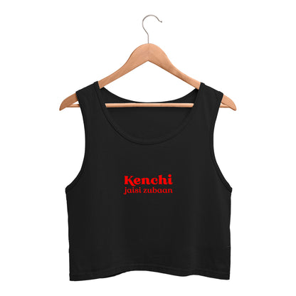 Kenchi jaisi zubaan crop tank top-Black-Snapper Choice