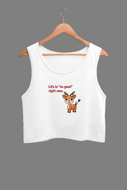 life is so good crop tank tshirt-White-Snapper Choice