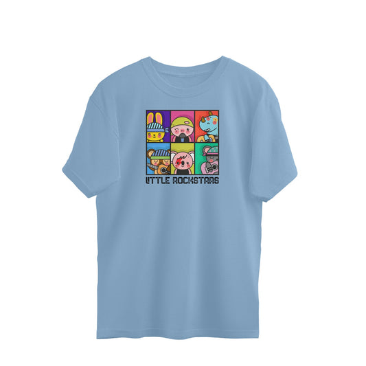 Little rockstars oversized t-shirt-Baby Blue-Snapper Choice