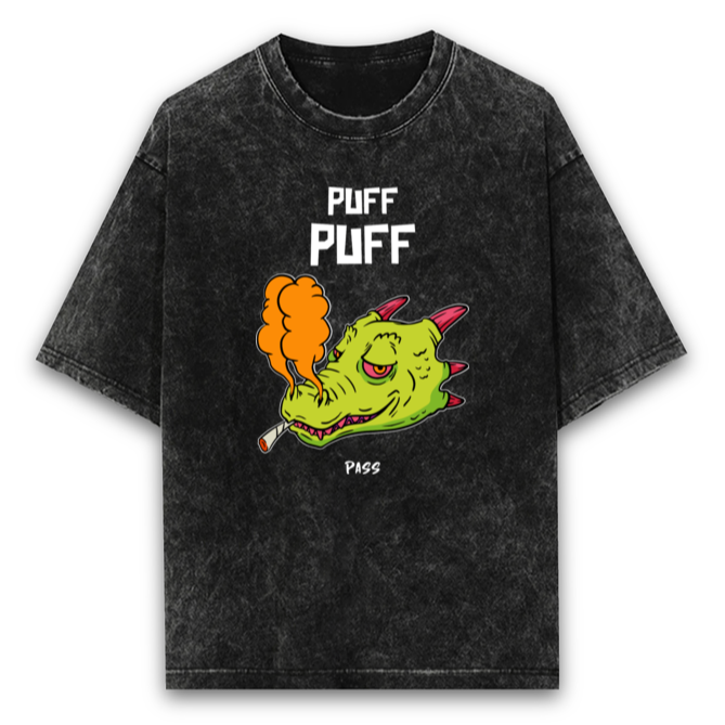 Puff puff Oversized tshirt-Black-Snapper Choice