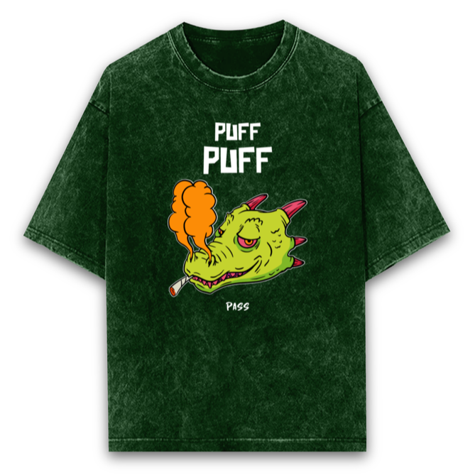 Puff puff Oversized tshirt-Bottle Green-Snapper Choice