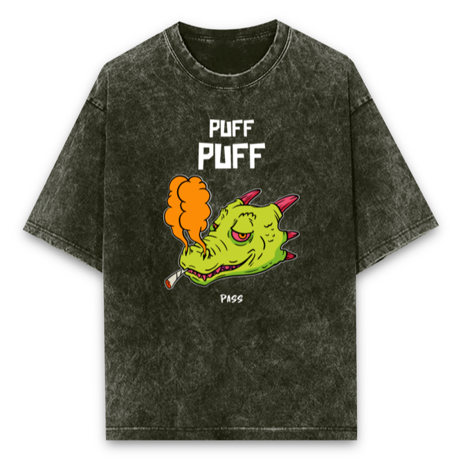 Puff puff Oversized tshirt-Olive Green-Snapper Choice