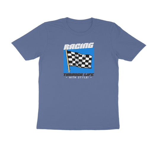 Racing through Life men's t-shirt-Smoke Blue-Snapper Choice