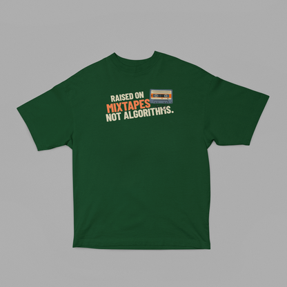 raised on mix tapes oversized t-shirt-Bottle Green-Snapper Choice