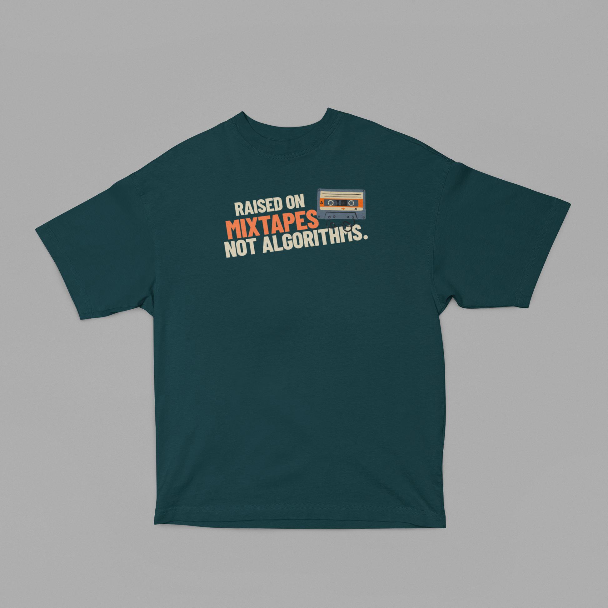 raised on mix tapes oversized t-shirt-Petrol Blue-Snapper Choice