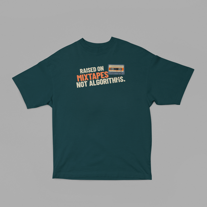 raised on mix tapes oversized t-shirt-Petrol Blue-Snapper Choice