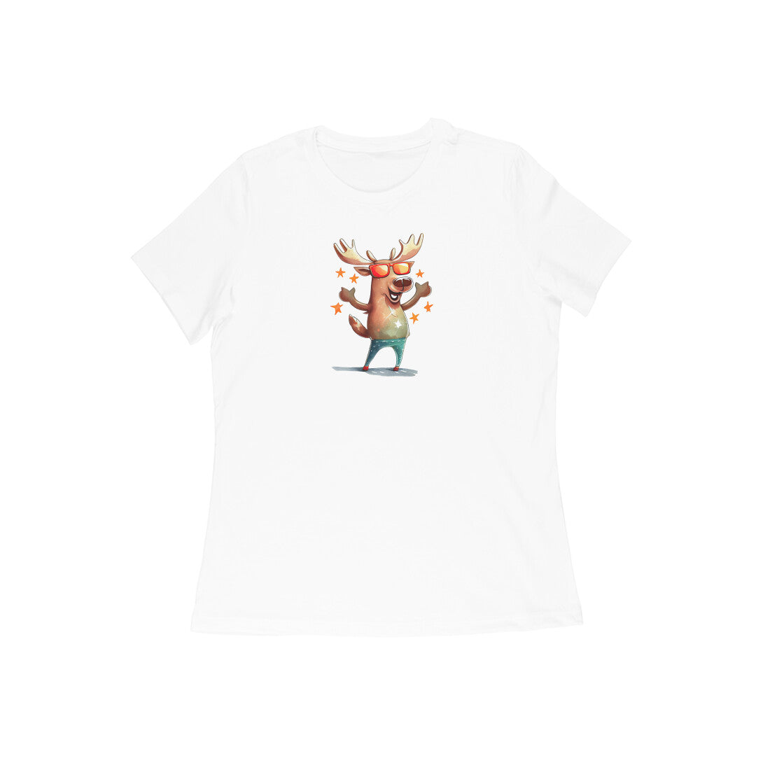 Reindeer Women T-Shirt-White-Snapper Choice