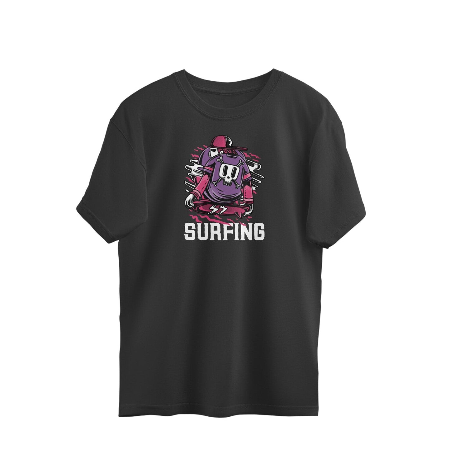 Surfing Oversized T-Shirt-Black-Snapper Choice