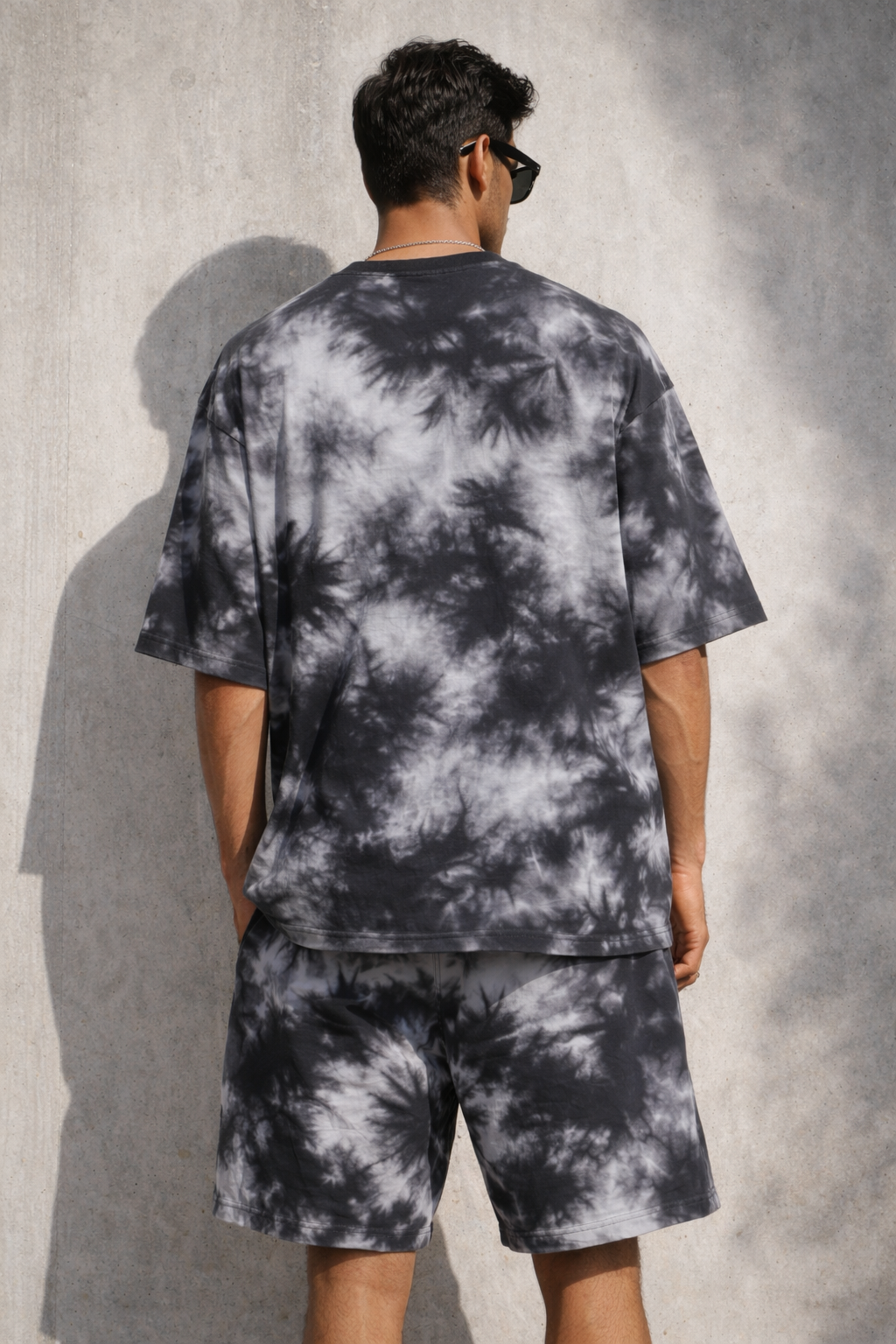 White Black Tie-Dye Oversized T-Shirt & Shorts Set-Snapper Choice
