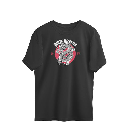 White dragon Oversized Tshirt-Black-Snapper Choice